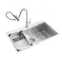 Modern design handmade brushed surface treatment stainless steel kitchen sink single bowl