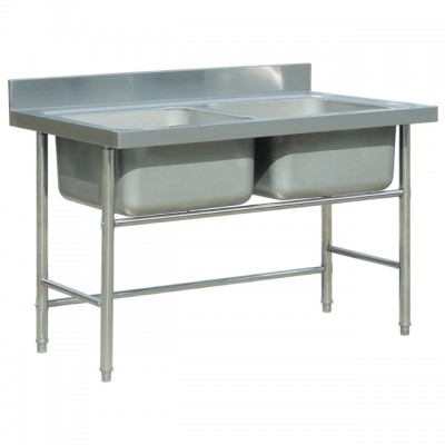 Commercial double bowl stainless steel sink with backsplash BN-42