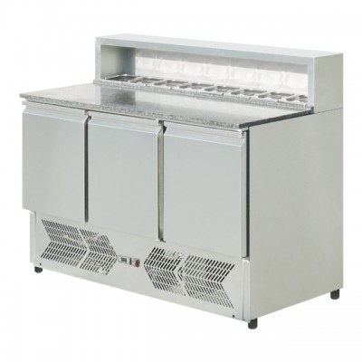 Stainless steel salad prep work bench restaurant undercounter salad fridge