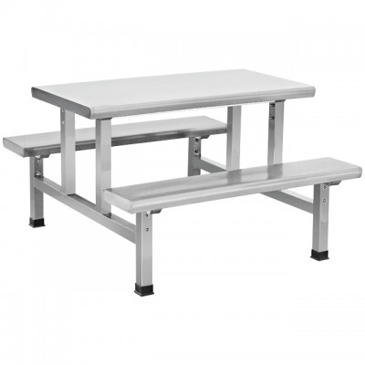 Stainless Steel 4-people outdoor dining table with bench for Fast Food Restaurant