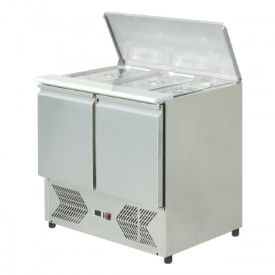 Stainless Steel Commercial Salad Bar Refrigerated Counter Saladette for Sale