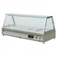 Stainless Steel Countertop Double Layer Electric Glass Food Warmer Showcase